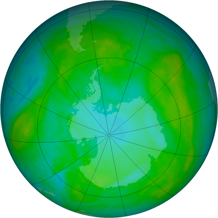 Antarctic ozone map for 18 January 1989